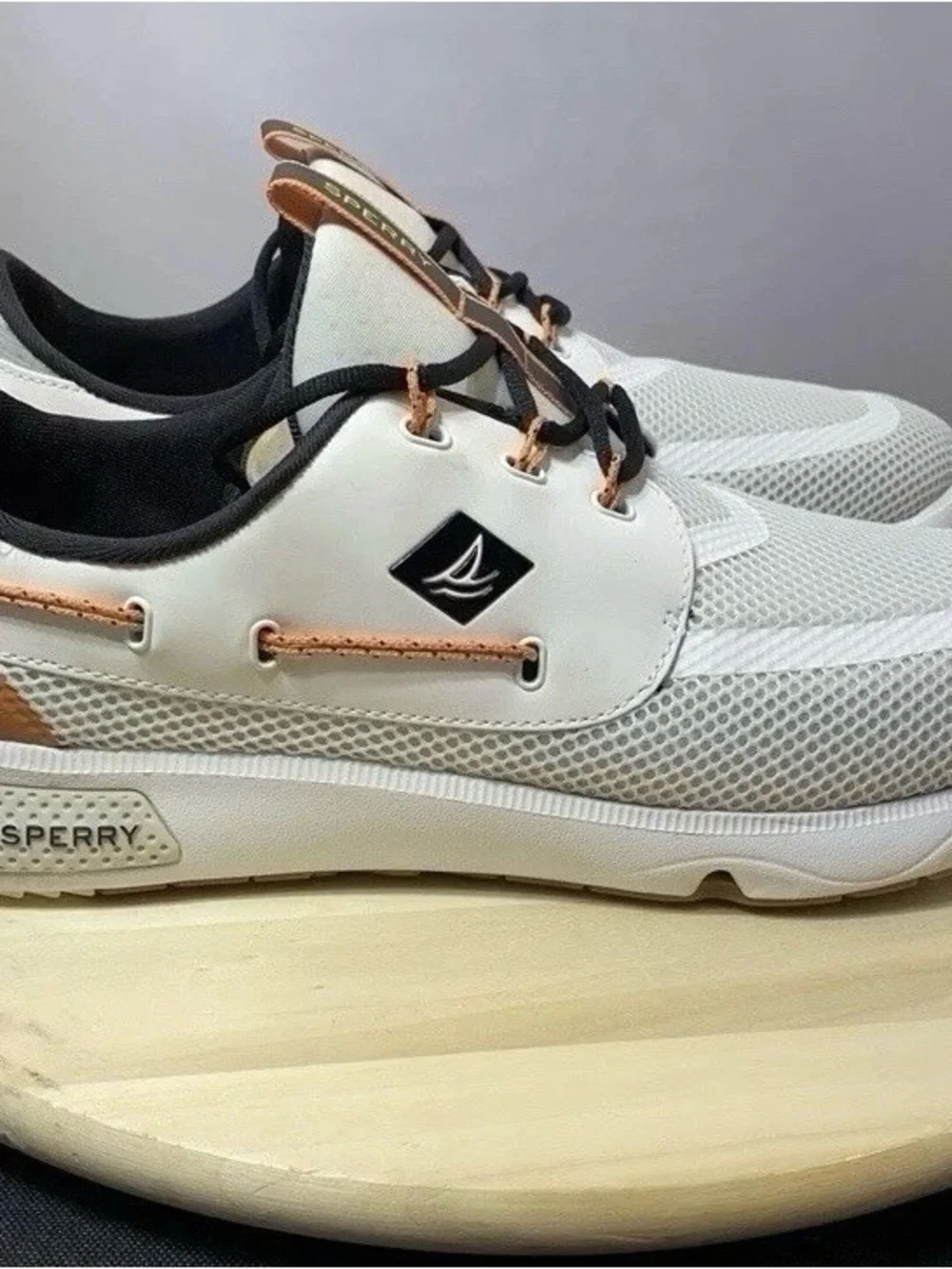 Sperry Sport Men’s 7 Seas 3-Eye Sneakers White Mesh Casual Shoes Size 13 US New